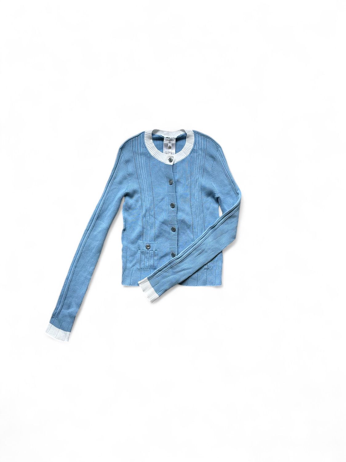 IGLIVE 17/12, Chanel Blue Cardigan, Size 36, Preowned (Ships from London)