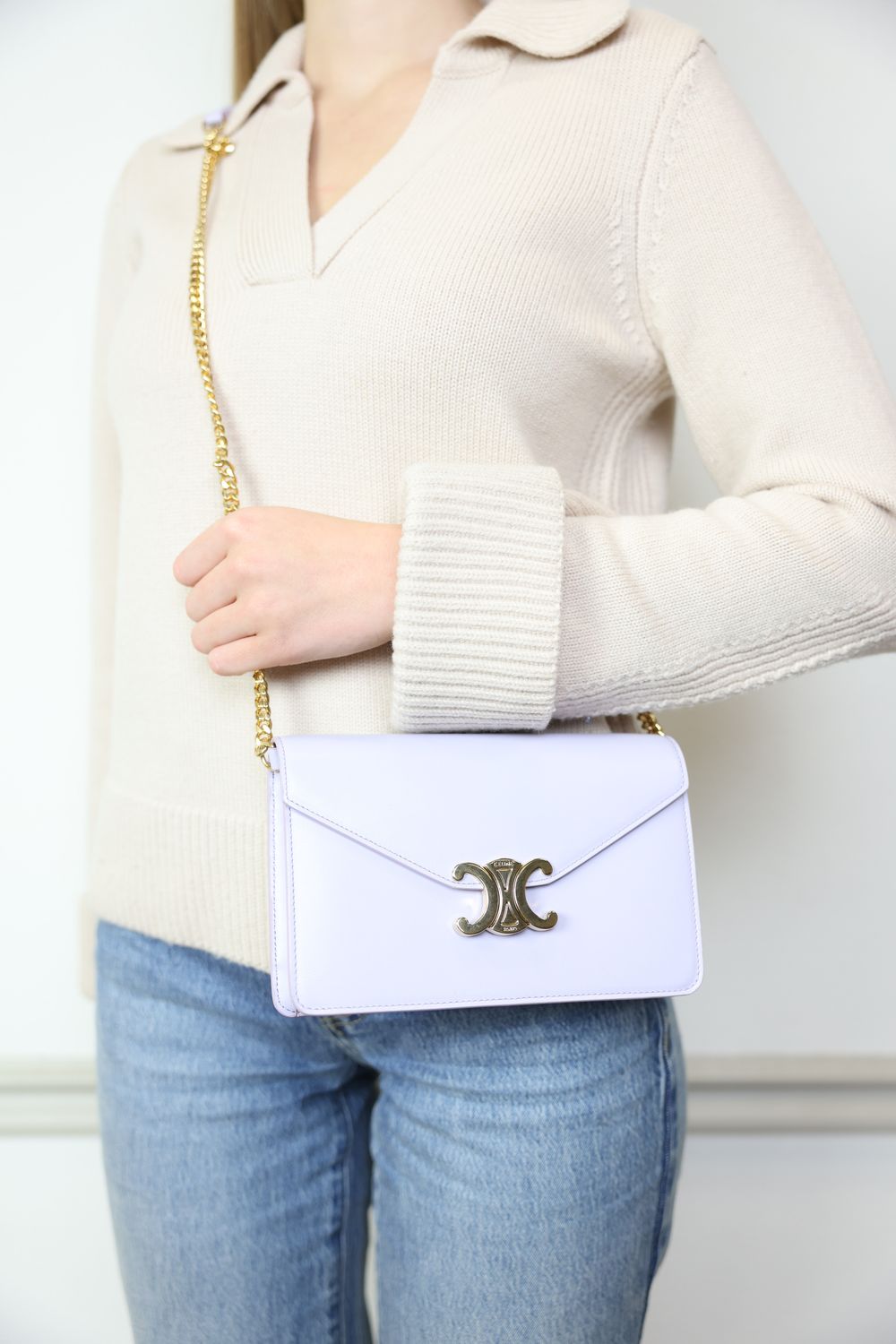 【CELINE】MARGO CHAIN SHOULDER BAG Celine 2023 Margo Wallet on Chain - Black Crossbody Bags