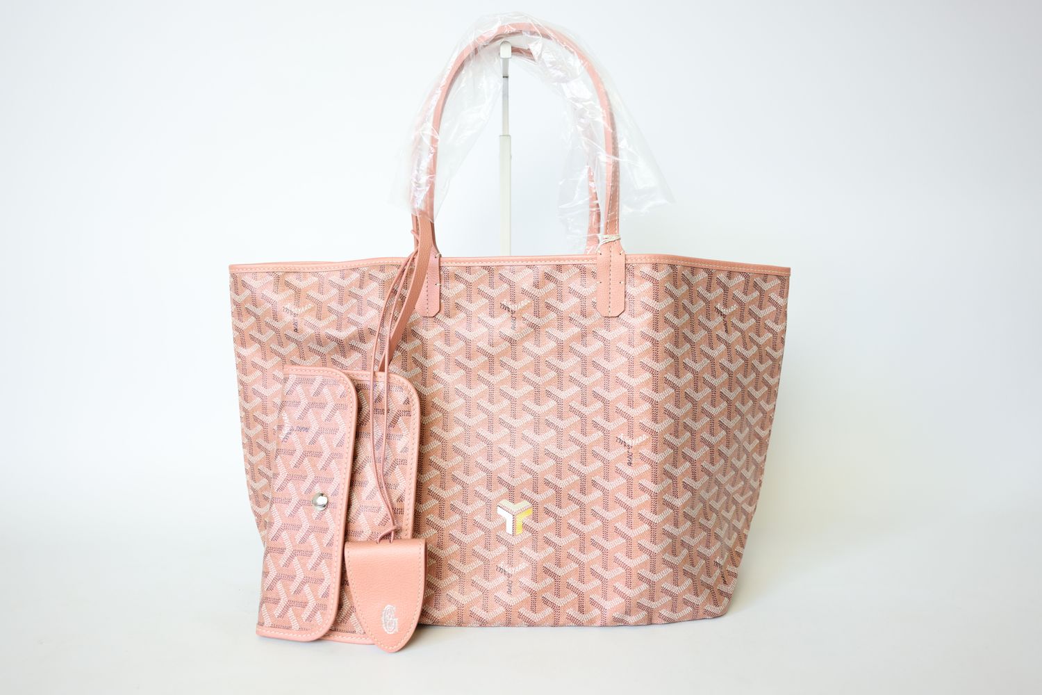 Goyard Saint Louis Bag 2024 Set PM, Pearly Coral Goyardine Canvas and Chevroches Calfskin with Silver Hardware, New in Dustbag WA001