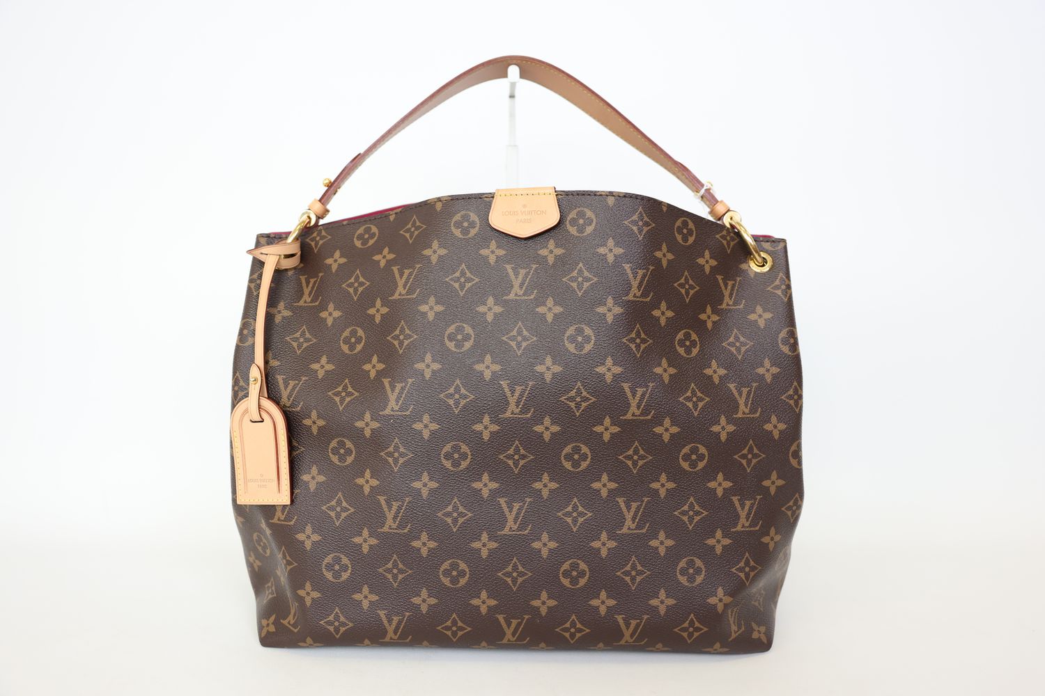Louis Vuitton Graceful Hobo Bag MM, Brown Monogram Coated Canvas and Natural Cowhide-Leather Trim with Gold Hardware, Preowned No Dustbag WA001