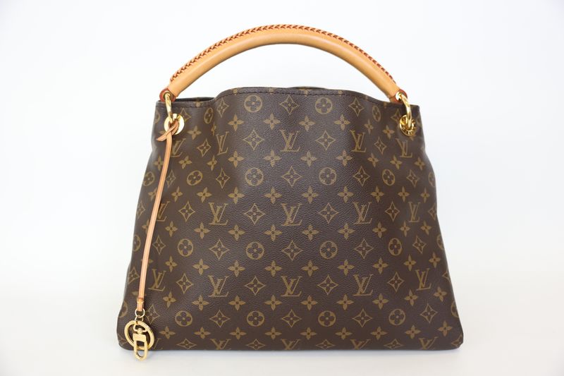 Louis Vuitton Artsy Bag MM, Brown Monogram Coated Canvas and Natural Cowhide Leather Trim with Gold Hardware, Preowned in Dustbag WA001