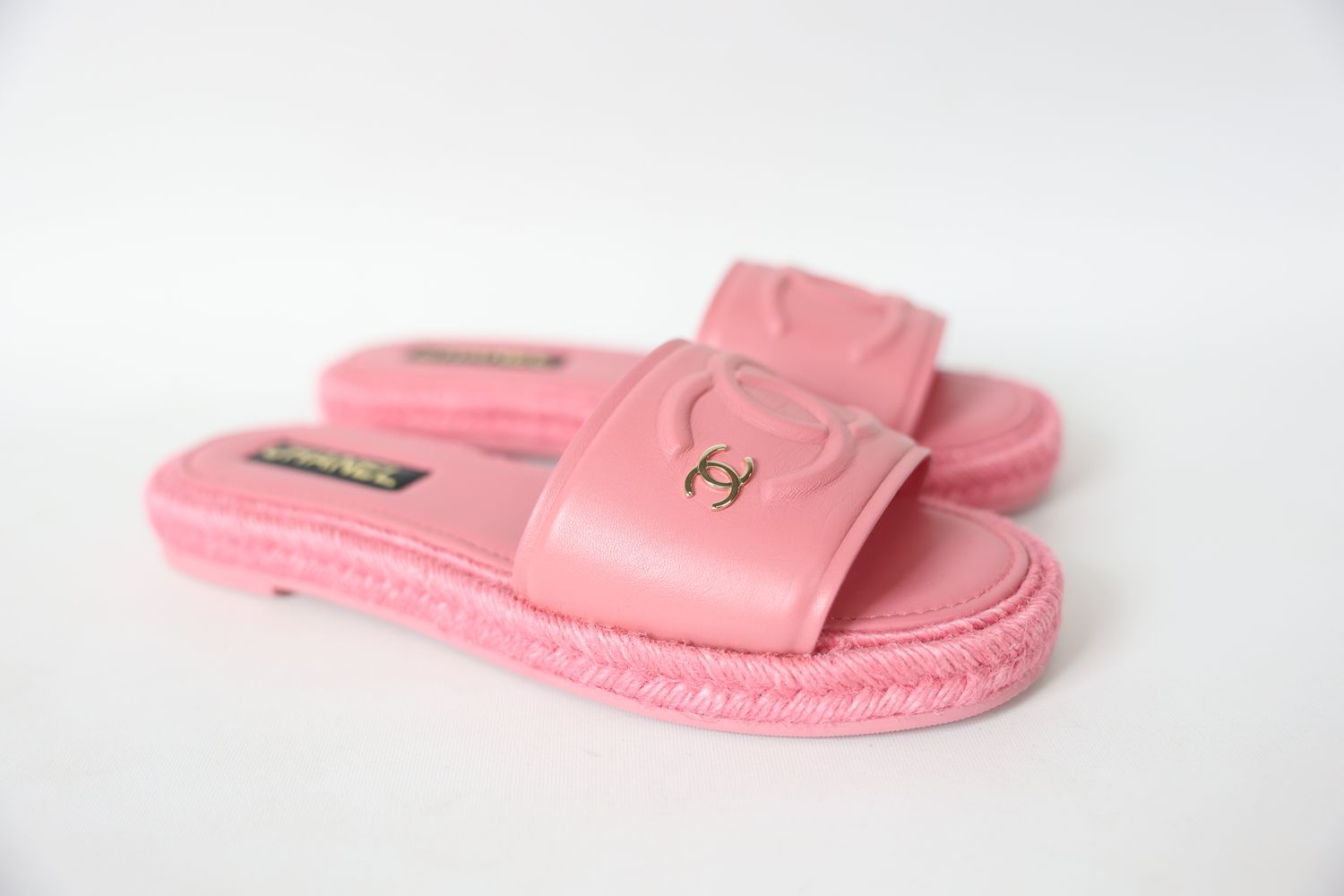 Chanel Shoes, Espadrille Mules Size 42, 23C Light Pink Lambskin, New in Box WA001