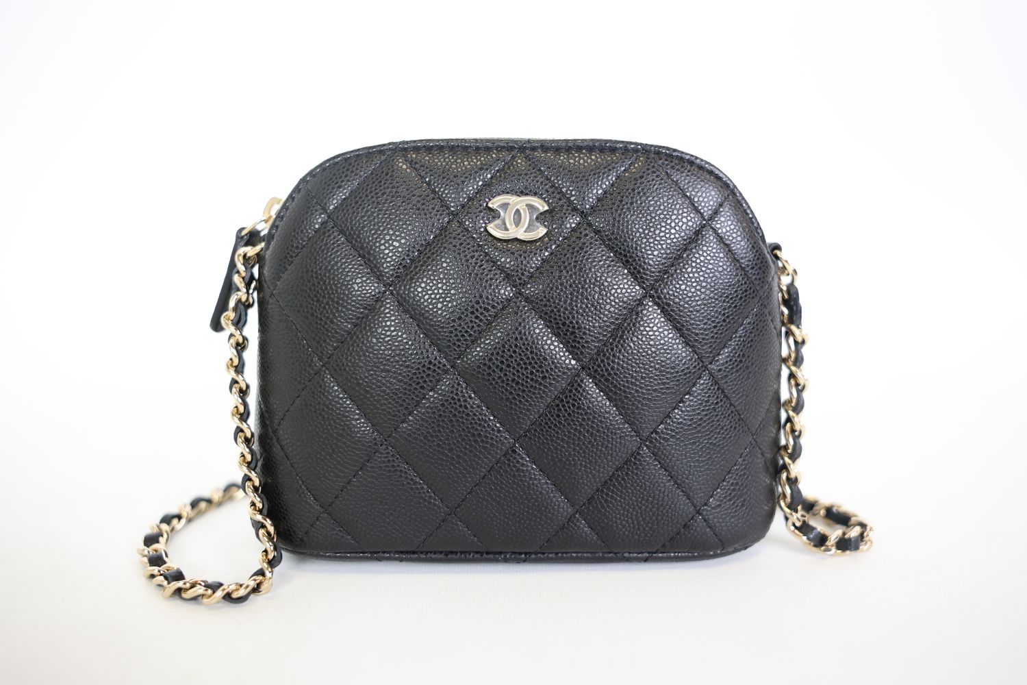 Chanel Chain Bag, Black Caviar with Gold Hardware, Preowned in Box WA001