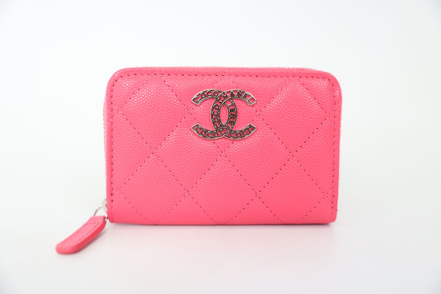 Chanel Zipped Coin Purse, 24P Fuchsia Pink Caviar with Silver Hardware, New in Box WA001