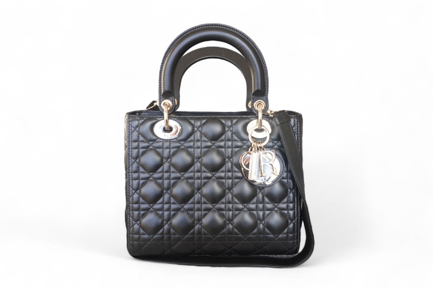 Lady Dior Medium, Black, Preowned in Dustbag (Ships from London)