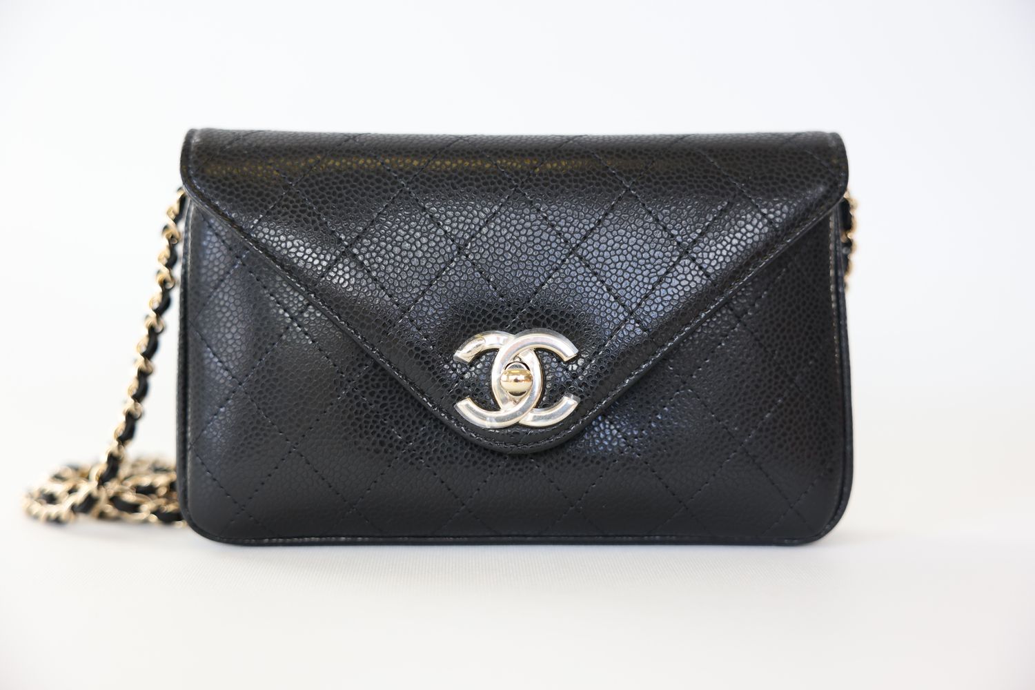 Chanel Wallet on Chain with Metal Edge, 24K Black Caviar with Gold Hardware, New in Box WA001