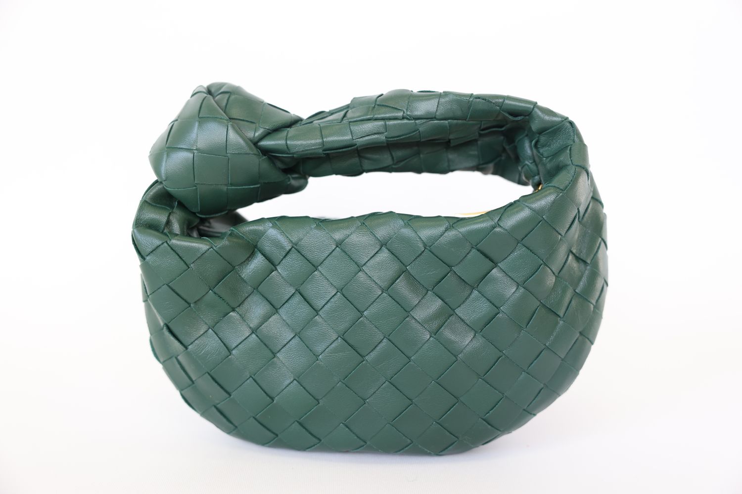 Bottega Veneta Jodie Mini, Raintree Green Intrecciato Lambskin with Gold Hardware, Preowned in Dustbag WA001