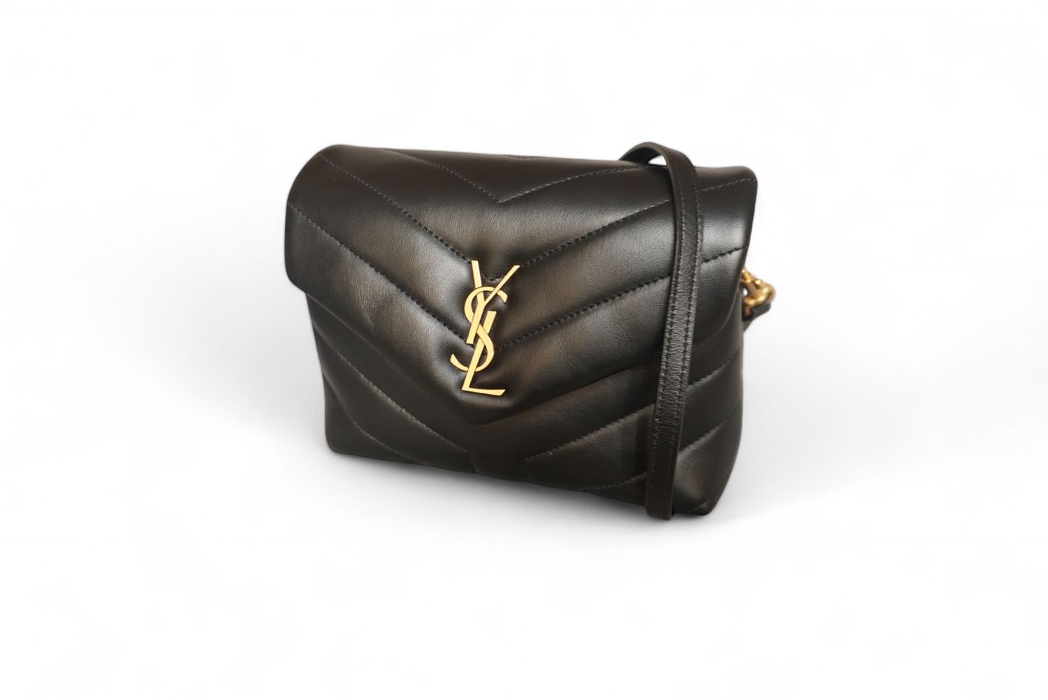 Saint Laurent Loulou Toy Puffer Leather, Black, Preowned in Dustbag (Ships from London)