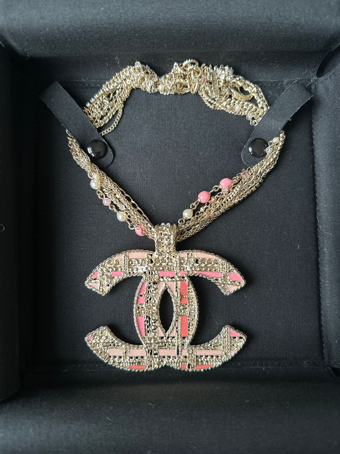 Chanel Jewellery, Gold-tone with Pink Details, Preowned in Box (Ships from London)