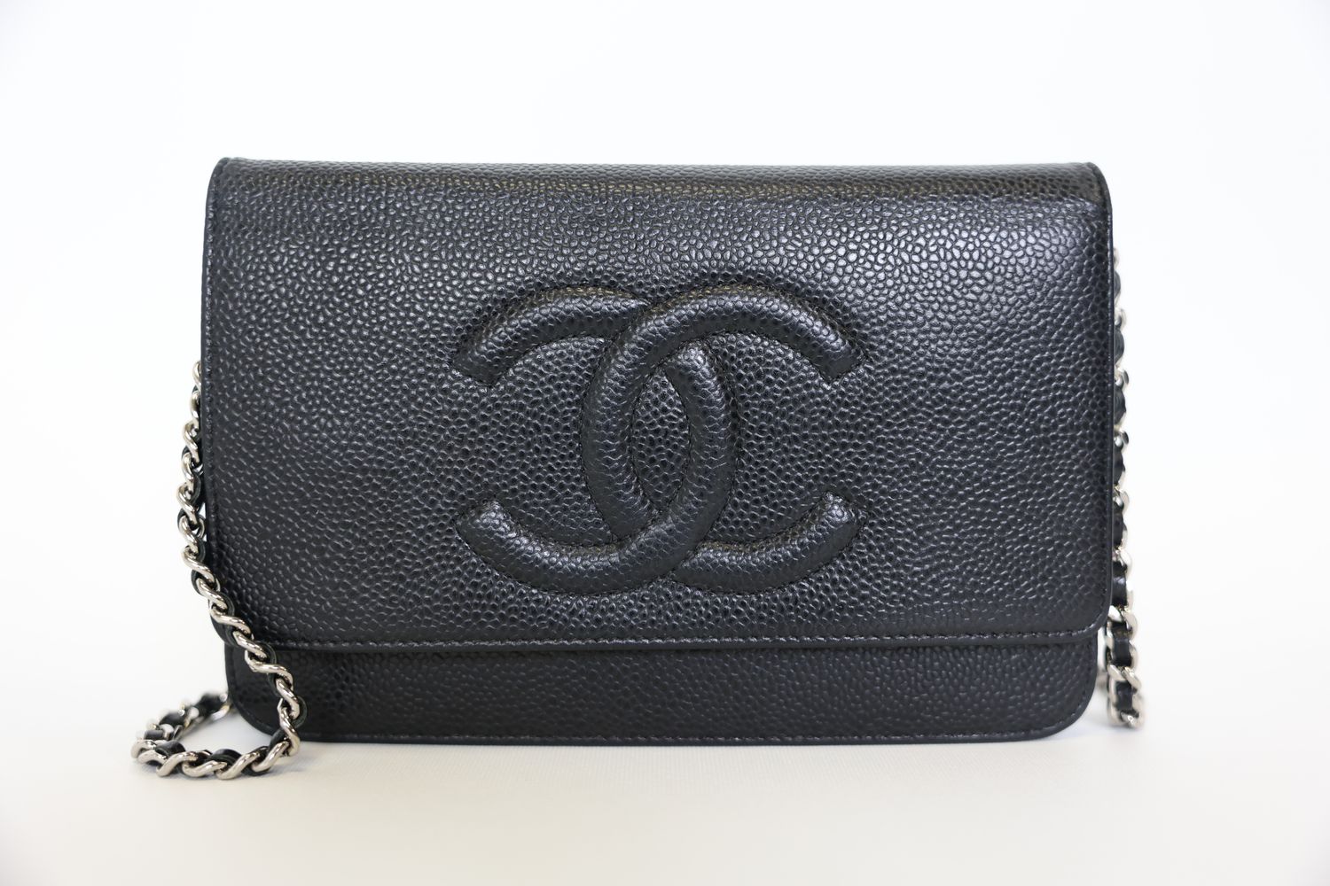 Chanel Timeless Wallet on Chain Black Caviar with Silver Hardware Preowned in Box WA001 Julia Rose Boston Shop