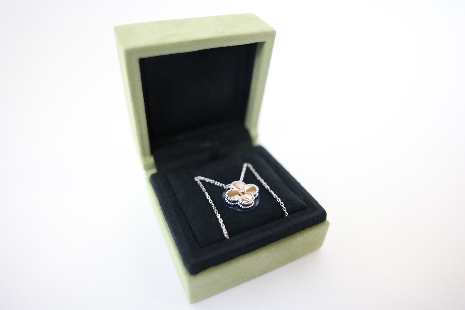 Van Cleef and Arpels Holiday 2024 Pendant Necklace, Diamond with Rose Gold Guilloche and White Gold Hardware, New  in Box WA001