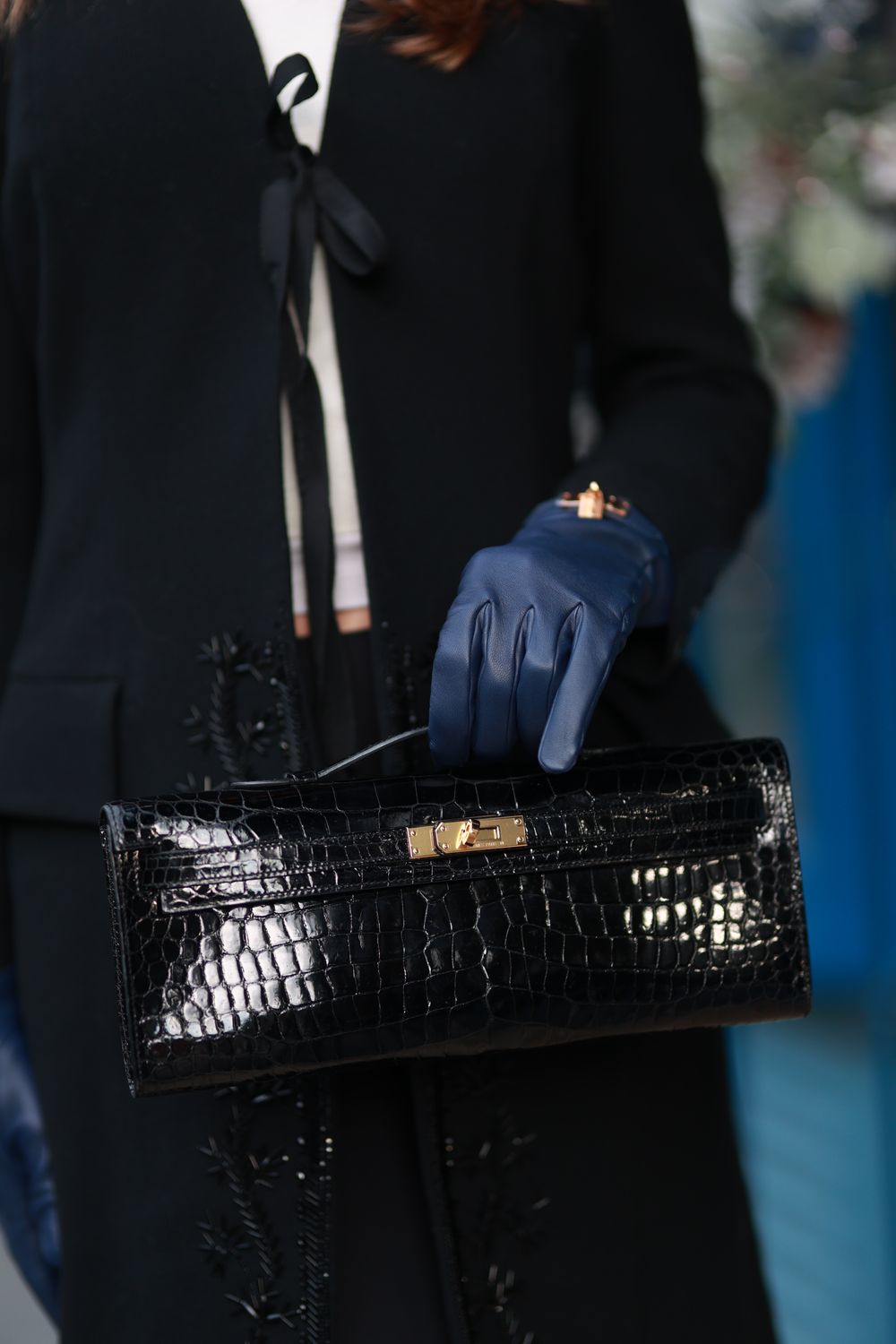 Hermes Black Crocodile Kelly Cut Clutch, Preowned (Ships from London) PS001