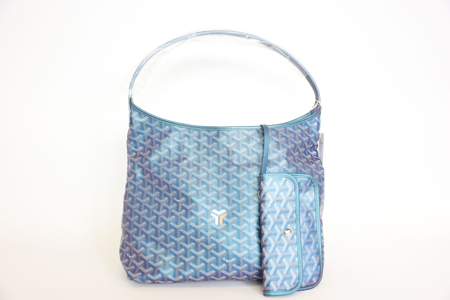 Goyard Boheme Hobo Bag 2024, Pearly Blue Goyardine Canvas and Chevroches Calfskin with Silver Hardware, New in Dustbag WA001