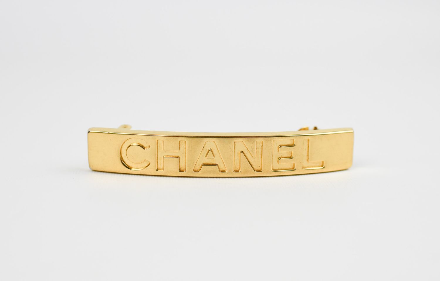 Chanel Hair Accessories, Vintage, Gold Barrette Hair Clip, Preowned GA001
