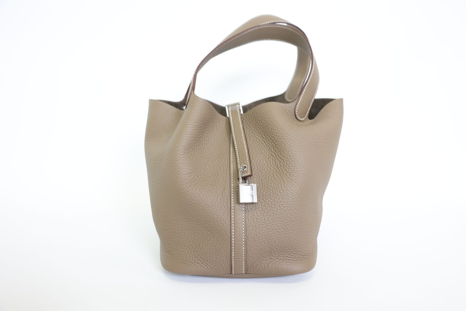 Hermes Picotin Lock Bag 22 Etoupe Clemence with Palladium Hardware B 2023 New in Box WA001