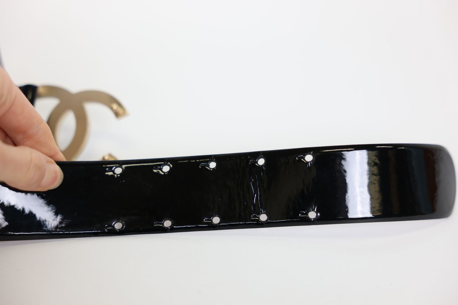 Chanel Belt CC Logo Rhinestone Leather 75 Black Chanel Black Leather CC Crystal Belt Size 75 FR main image 4
