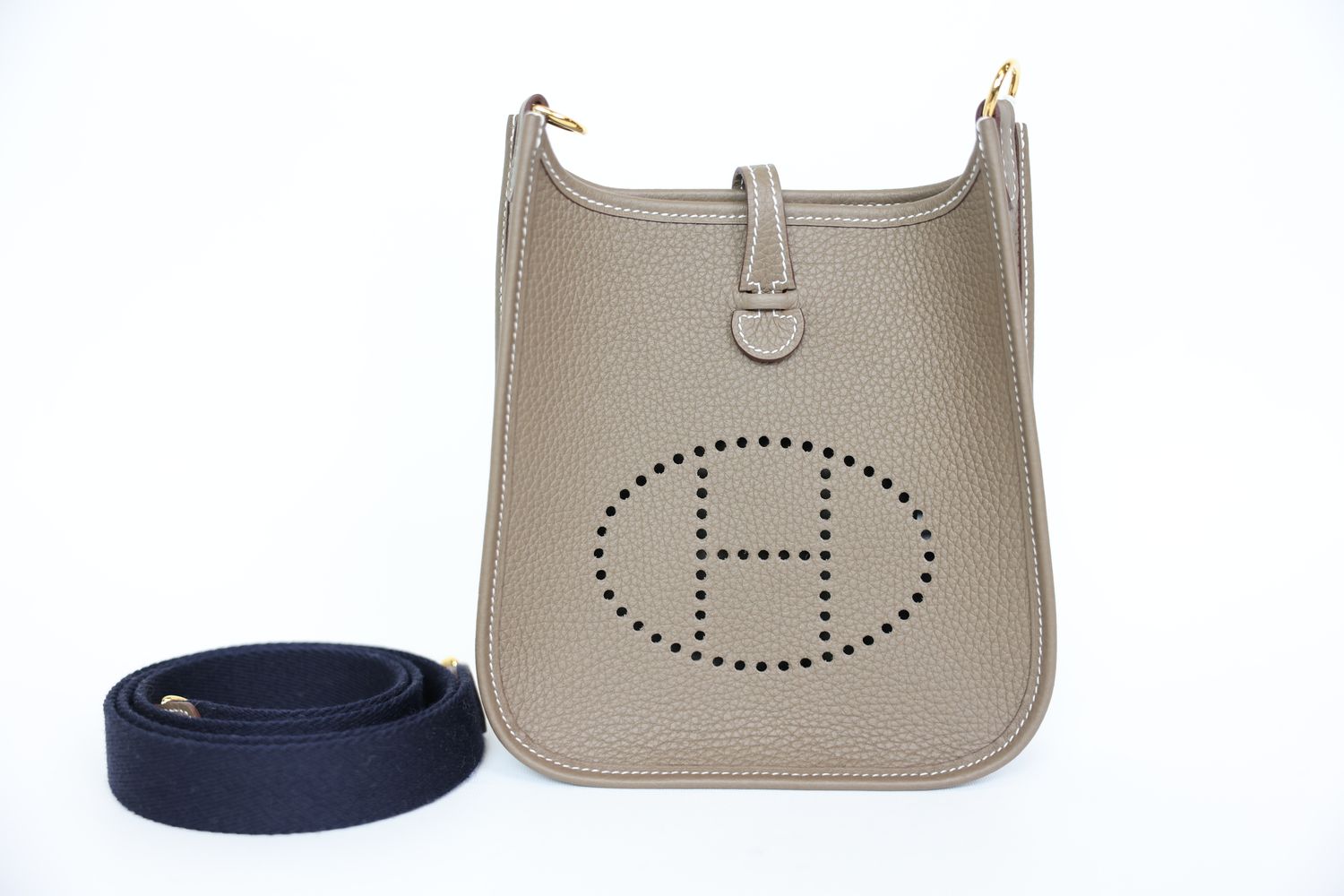 Hermes Evelyne Bag III 16, Etoupe Clemence with Gold Hardware, B 2023 New in Box WA001