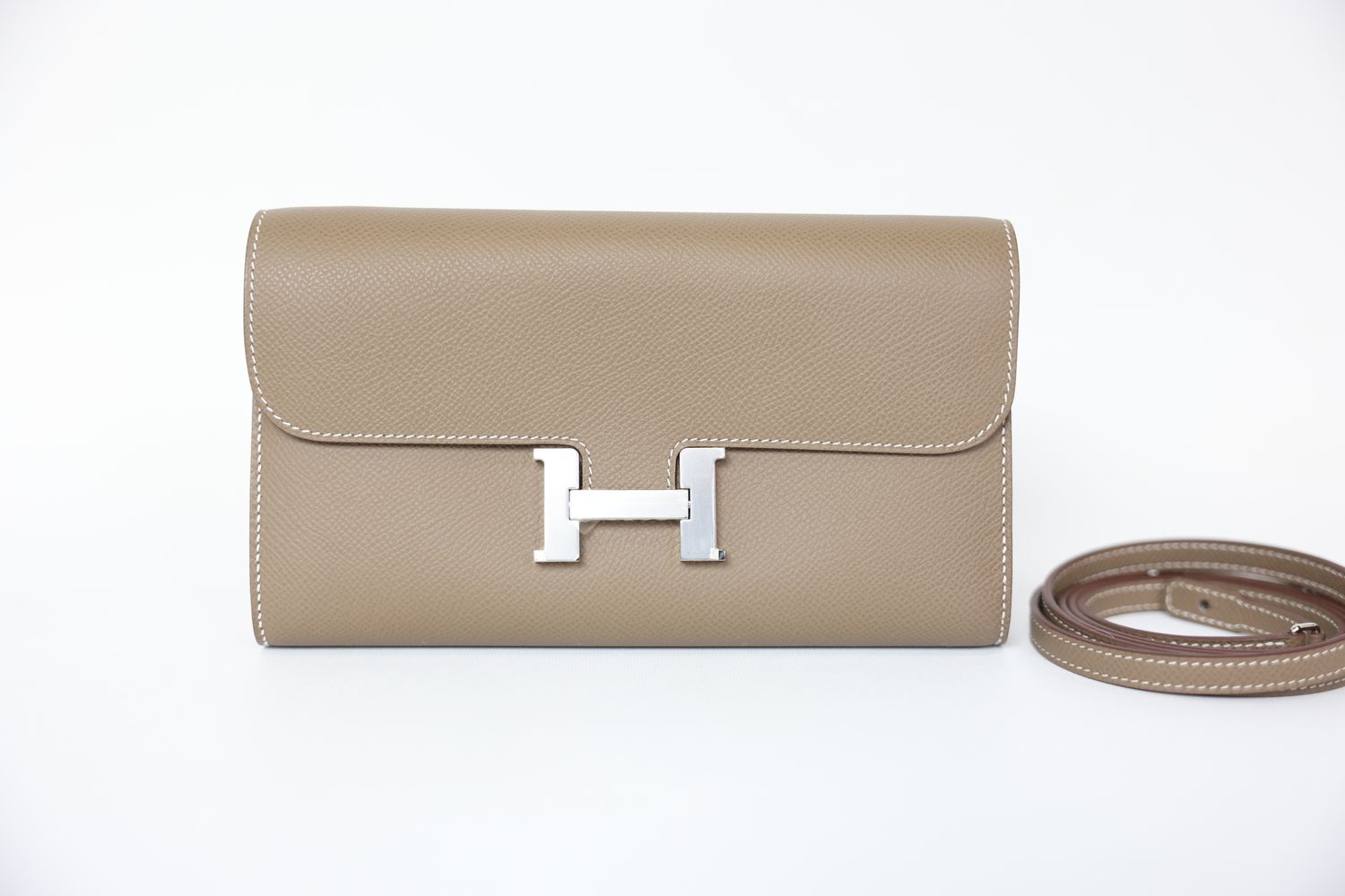 Hermes Constance To Go Wallet, Etoupe Epsom with Palladium Hardware, New in Box WA001