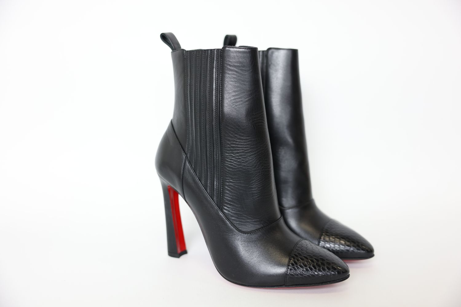 Christian Louboutin Shoes, Me in the 90&#39;s 100 Boot, Size 38.5 Black Leather, New in Box WA001