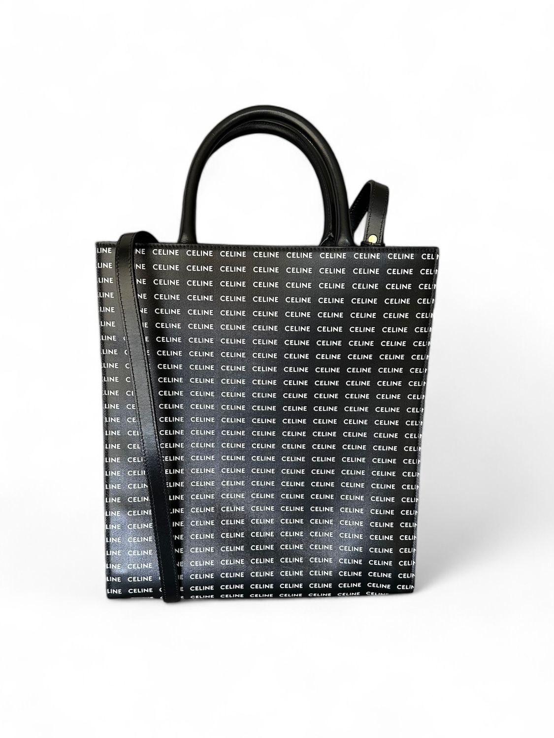 Celine Black Cabas Tote, Vertical White Monogram, Preowned (Ships from London)