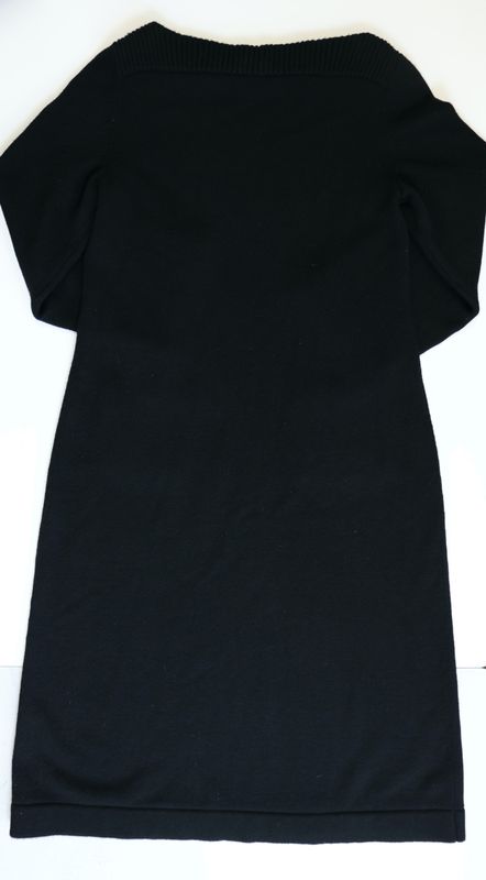 Chanel Long Sleeve Dress Size 42, Black Cashmere with Gold Hardware, New WA001