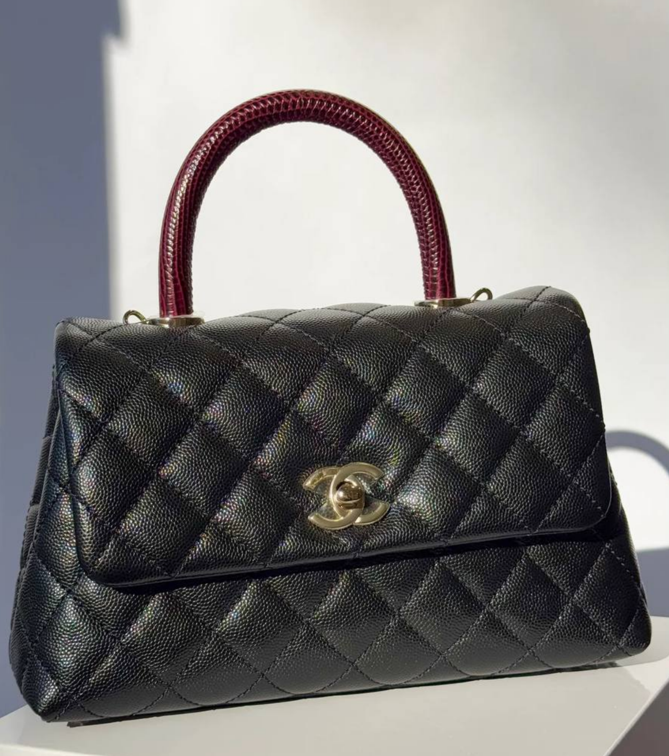 Preorder Chanel Coco Handle, Small, Black Caviar Leather, Gold Hardware, Preowned in Dustbag