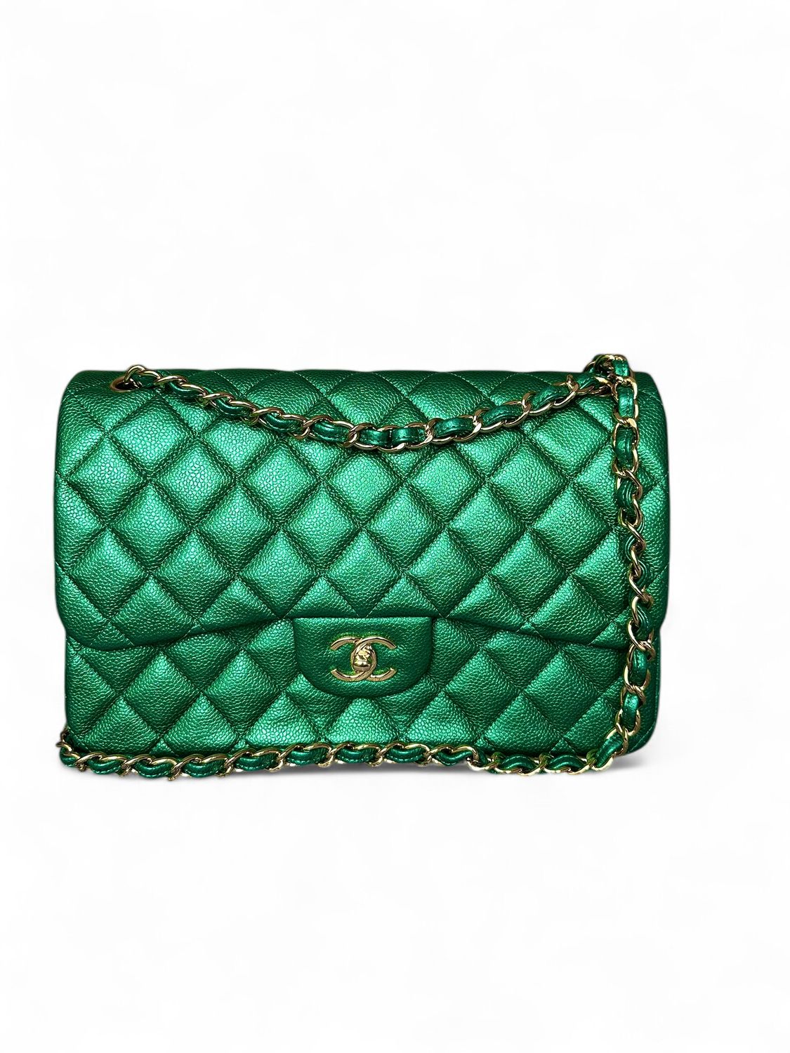 Chanel Classic Double Flap Jumbo, 18s Emerald Green, Preowned (Ships from London)
