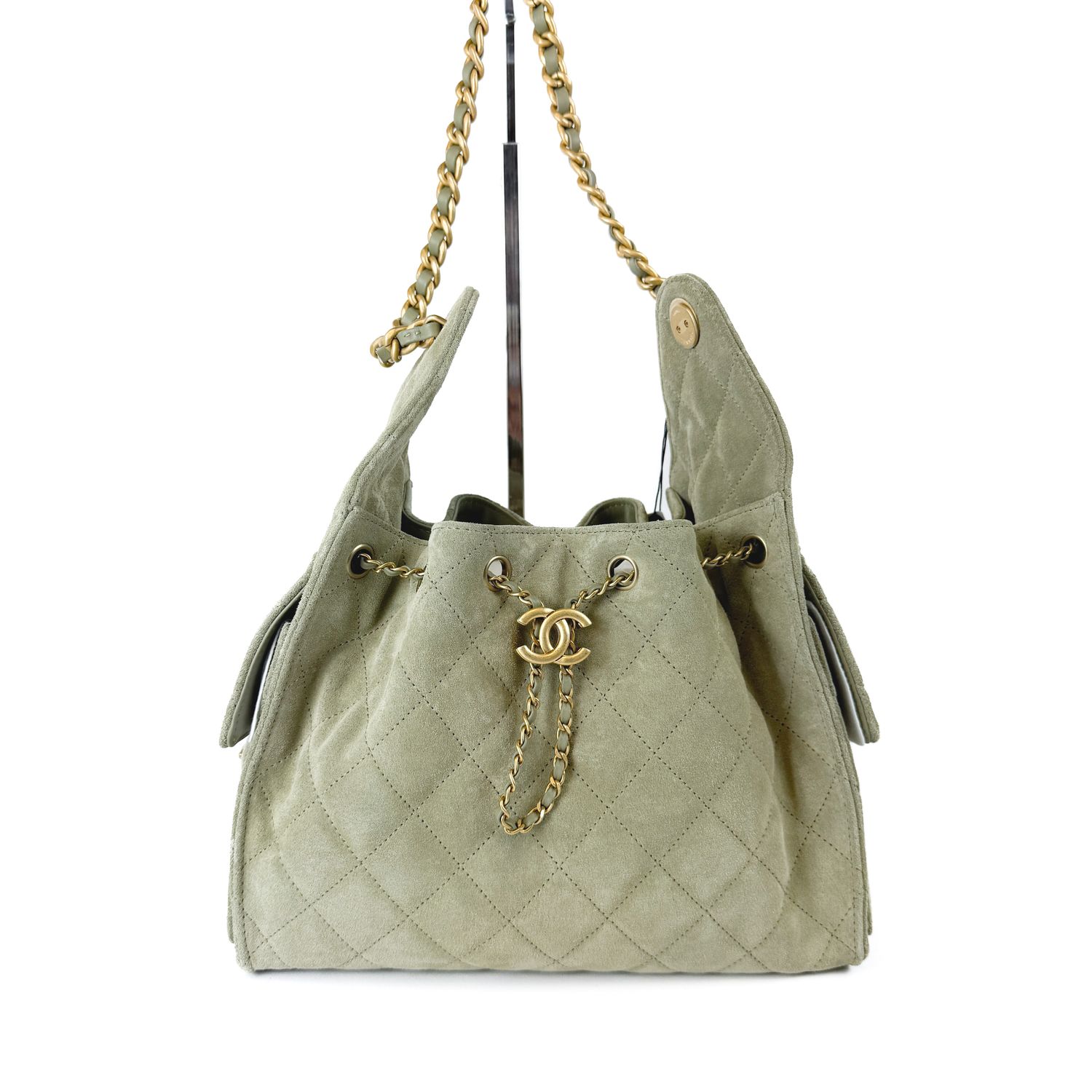Chanel Green Suede Hobo, Small, New In Box MA001