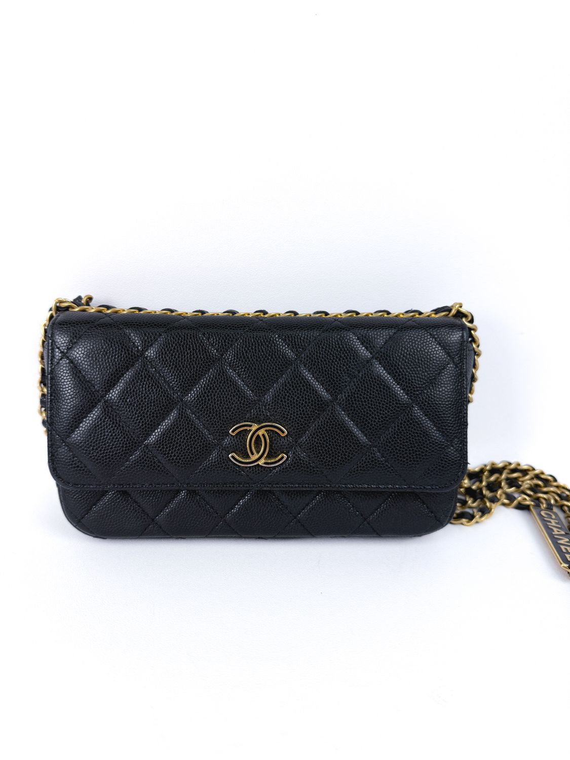 Chanel Seasonal Flap, Black Caviar Leather, Gold Hardware, Preowned in Dustbag MA001