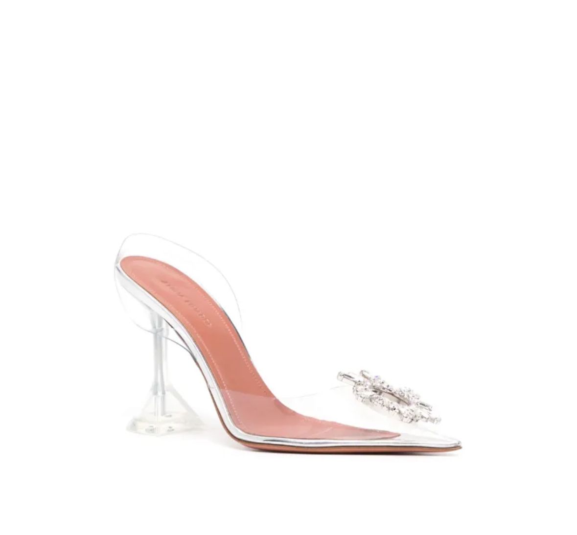 Amina Muaddi Shoes, Begum Clear Slingback Heels, Size 37, Preowned in Box and Dustbag (Ships from London)