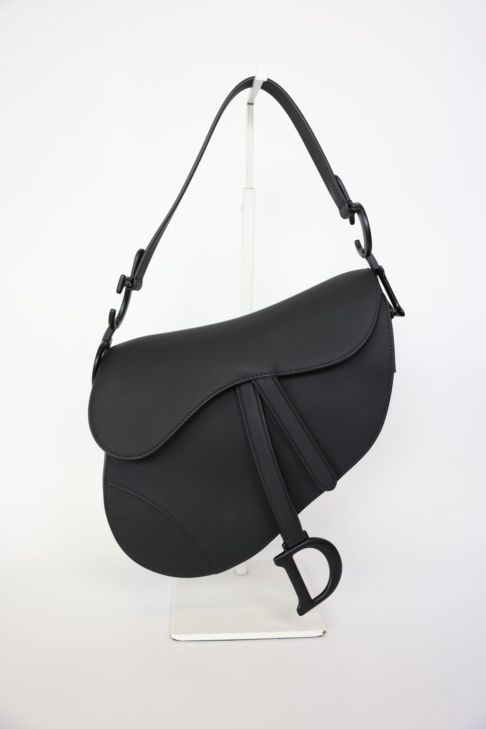 Dior Saddle Bag Medium, Black Ultramatte Calfskin with Black Hardware,  New in Box WA001