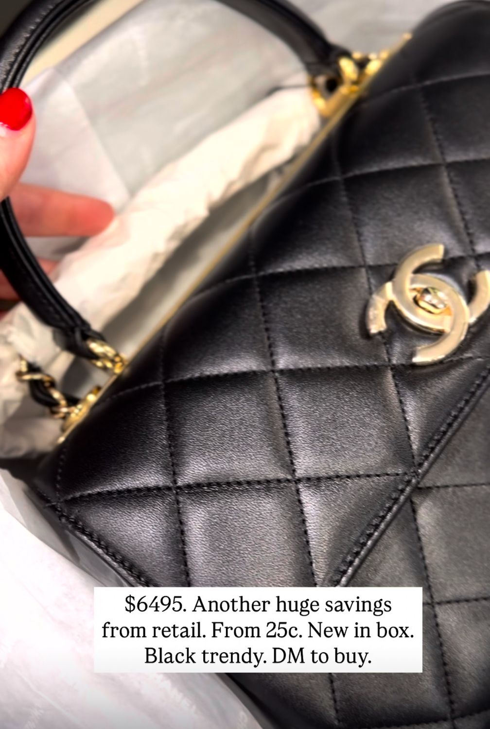 Chanel Trendy Black 25c, Gold Hardware, New In Box NY001