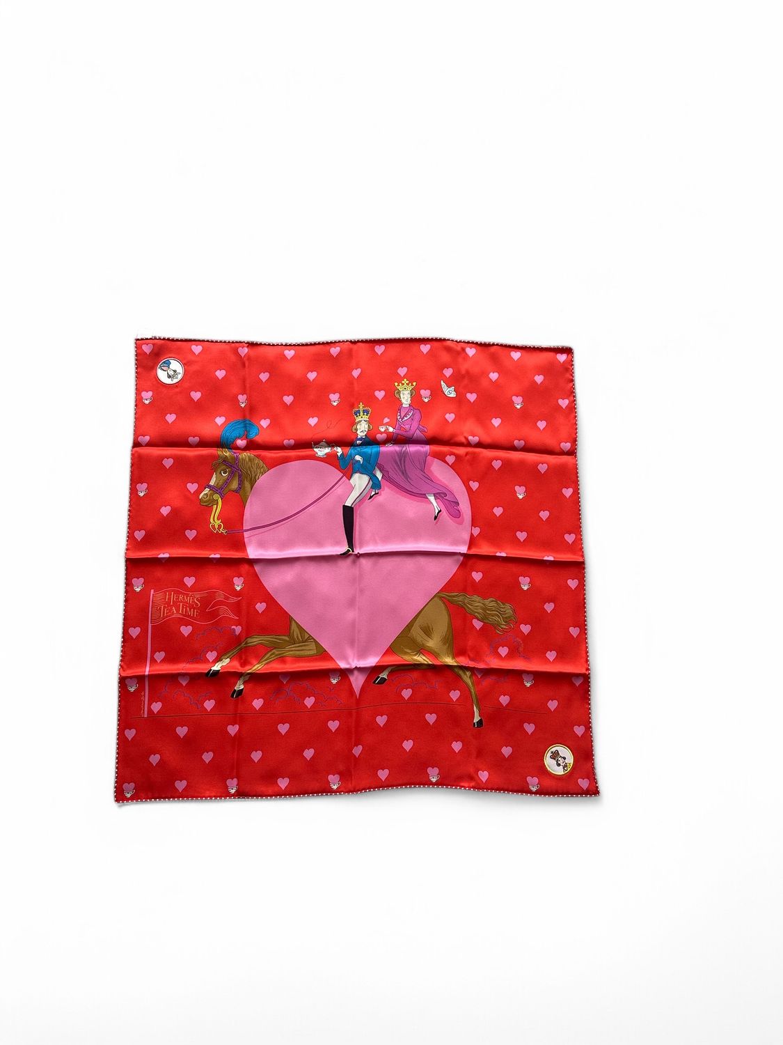 Hermes Silk Scarf Tea Time, Rouge/Rose, New in Box (Ships from London) (B)