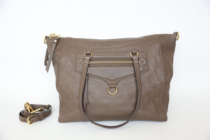 Louis Vuitton Lumineuse Bag GM, Brown Monogram Empreinte Cowhide with Gold Hardware, Preowned in Dustbag WA001