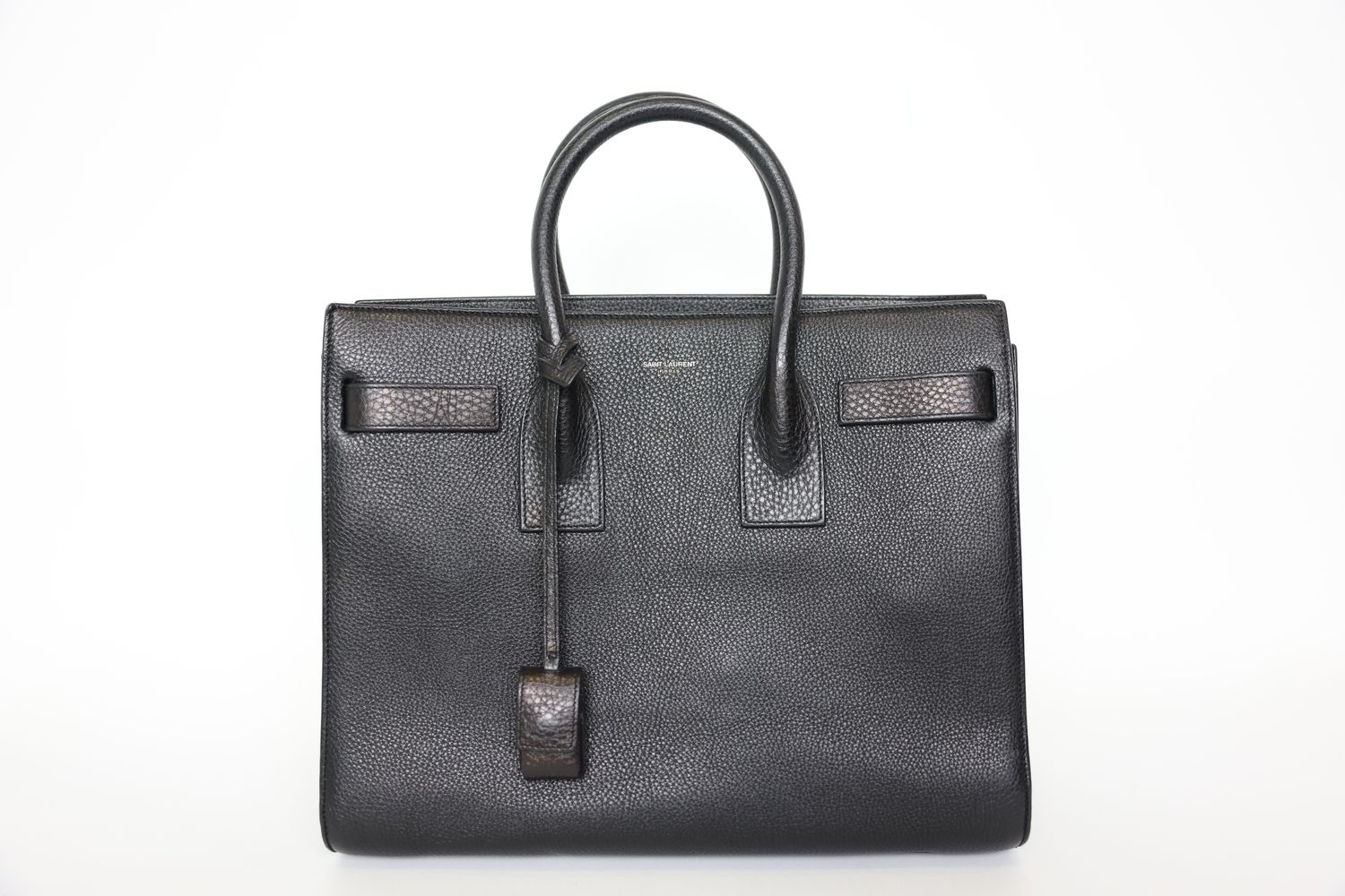 Saint Laurent Sac De Jour Large, Black Grained Calfskin with Gold Hardware, Preowned in Dustbag WA001