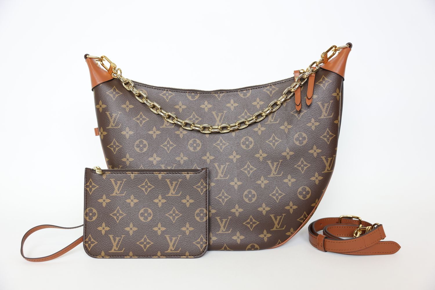 Louis Vuitton Loop Hobo Bag Set, Monogram and Monogram Reverse Coated Canvas and Cowhide Leather Trim with Gold Hardware, Preowned in Box WA001