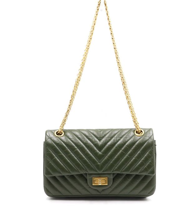 Chanel Reissue 2.55 225 Flap, Green, Preowned in Dustbag GA001P