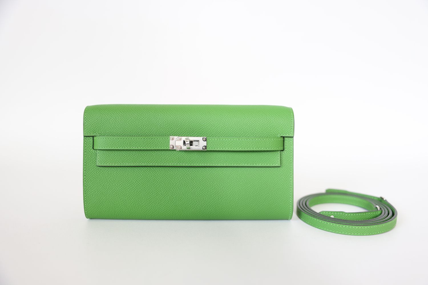 Hermes Kelly Classique To Go Wallet, Green Epsom with Palladium Hardware, W 2024 Stamp, New in Box WA001