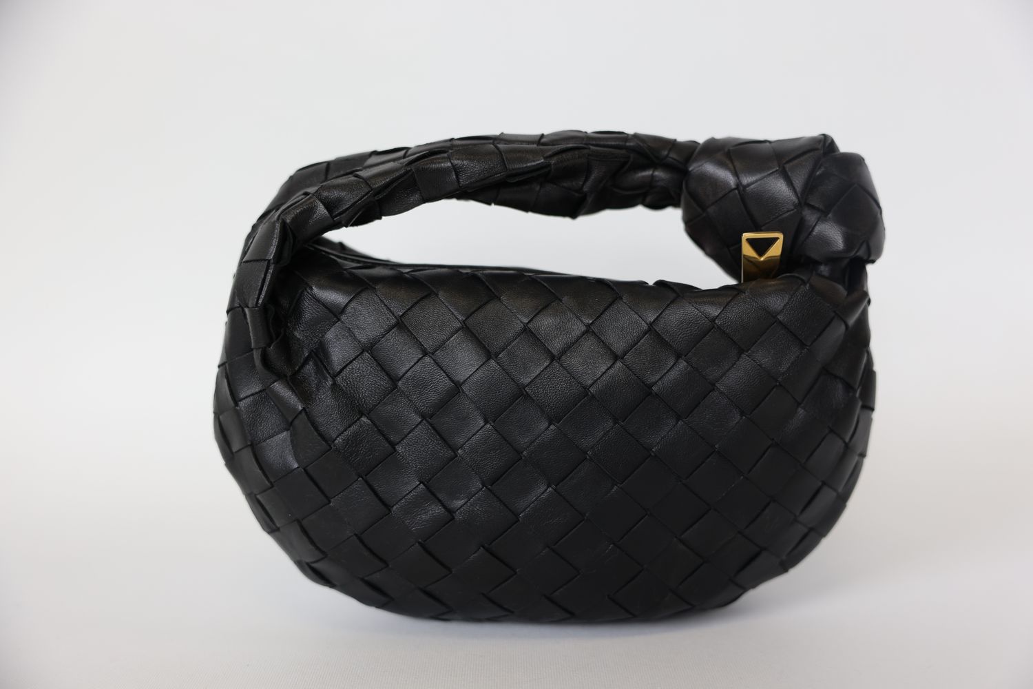 Bottega Veneta Jodie Mini, Black Intrecciato Lambskin with Gold Hardware, New in Dustbag WA001
