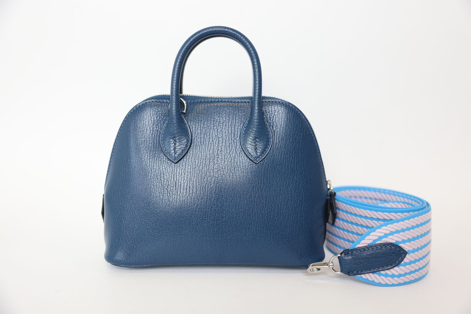 Hermes Bolide 1923 Mini, Blue Chevre Mysore with Palladium Hardware, New in Box WA001