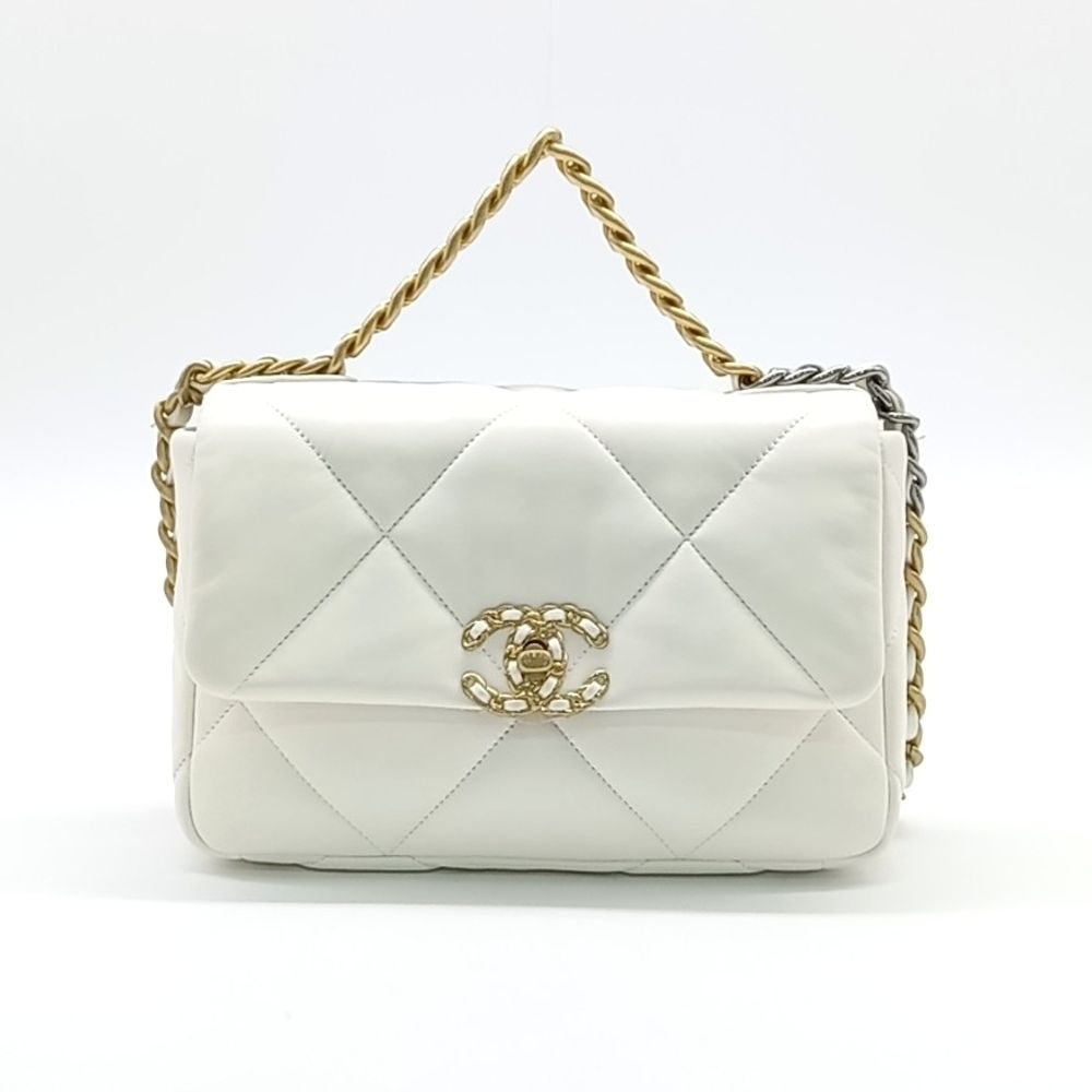 Chanel 19 Small White Mixed Hardware, Excellent Condition in Box GA001P