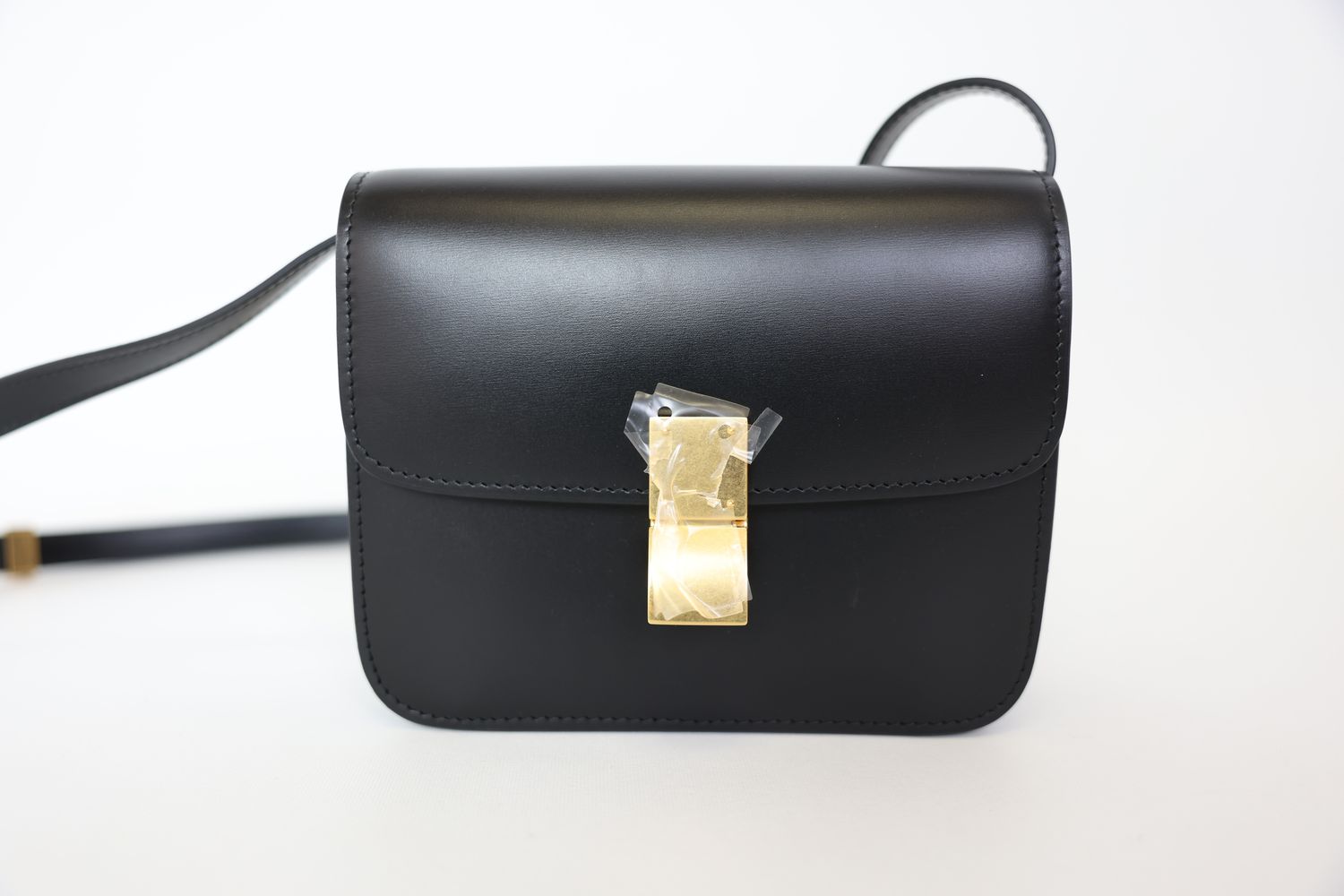 Celine Classic Box Small, Black Calfskin with Gold Hardware, New in Box WA001