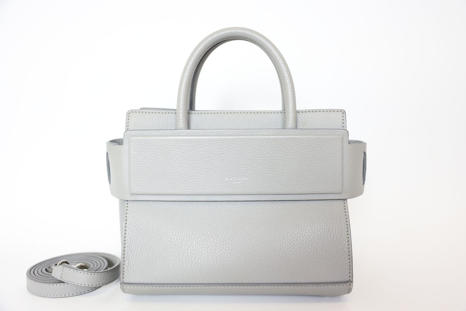 Givenchy Horizon Mini, Gray Grained Leather with Silver Hardware, Preowned No Dustbag WA001