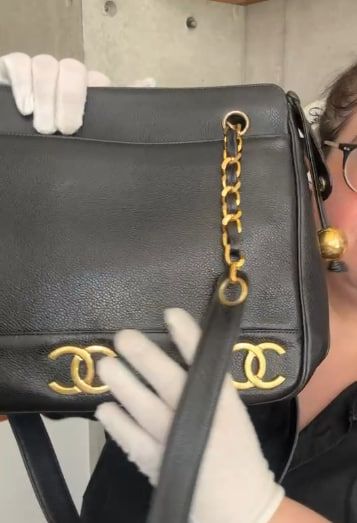 IGLIVE Chanel Vintage Triple CC tote Black Caviar Gold Hardware, Preowned 20250322 (Ships From Asia) SV01