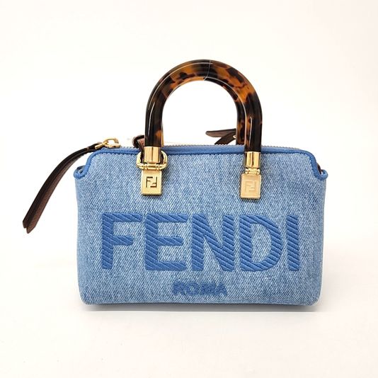 Fendi By The Way Mini Bag, Denim Gold Hardware, Preowned in Dustbag GA001P