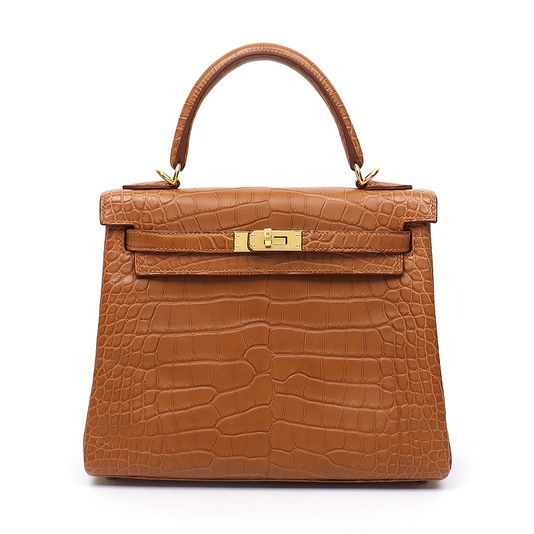 Hermes Exotic Kelly 25 Retourne, Gold Matte Alligator with Gold Hardware, B Stamp 2023, New in Box GA001P