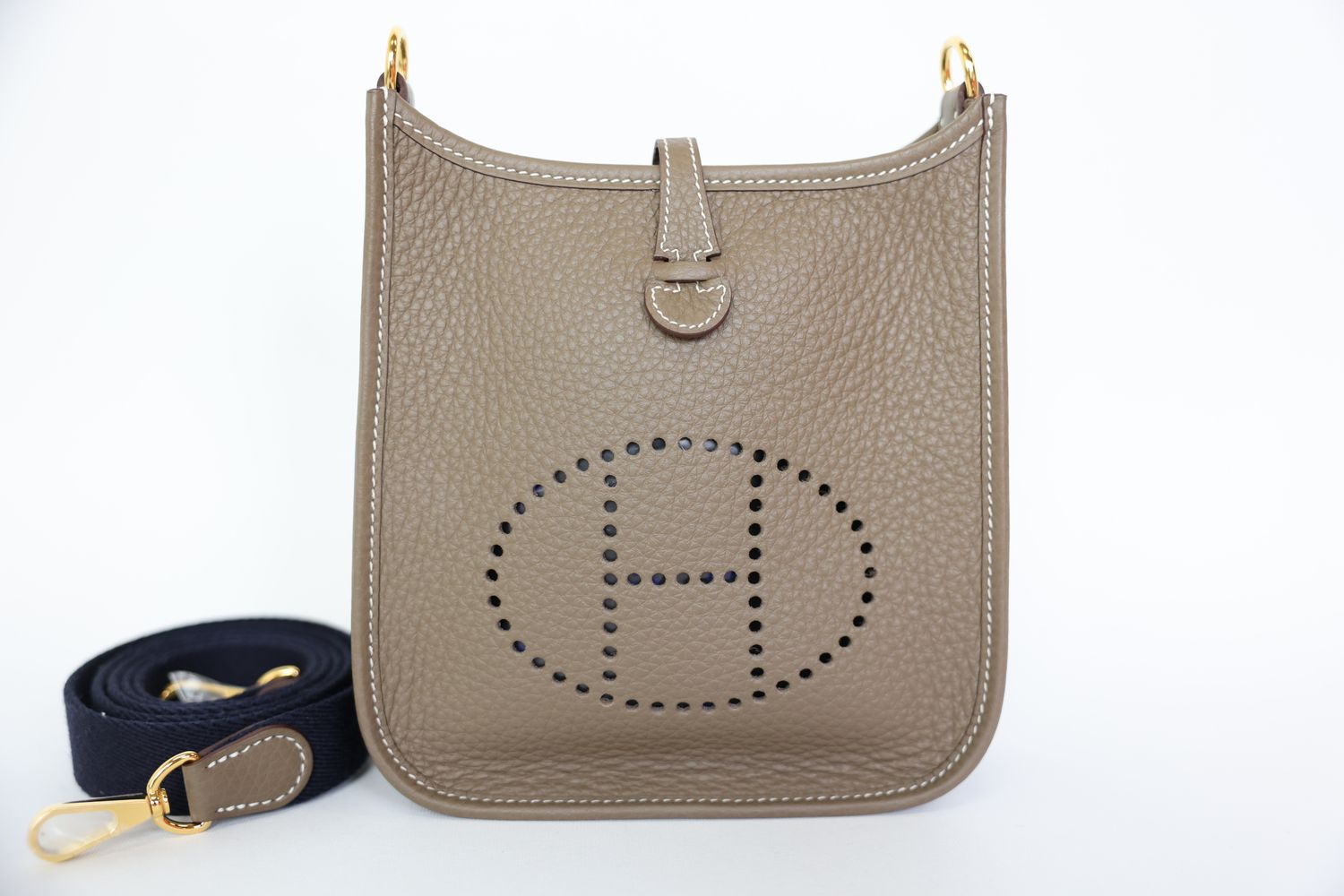 Hermes Evelyne TPM, Etoupe Leather with Gold Hardware, New in Box WA001
