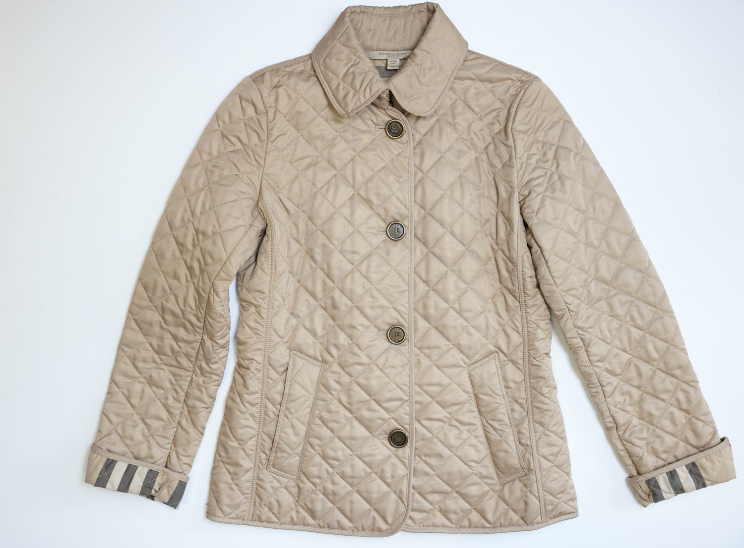 Burberry Brit Quilted Jacket Size Extra Small, Beige, Preowned WA001