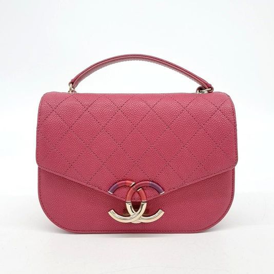 Chanel Cuba Crossbody Flap, Dark Pink Caviar Leather with Gold Hardware, Preowned in Dustbag GA001P