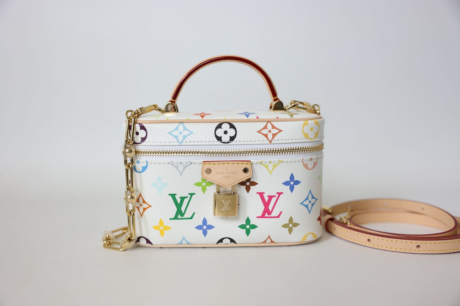 Louis Vuitton Murakami Vanity, White Multicolor Monogram Canvas with Gold Hardware, New in Box WA001
